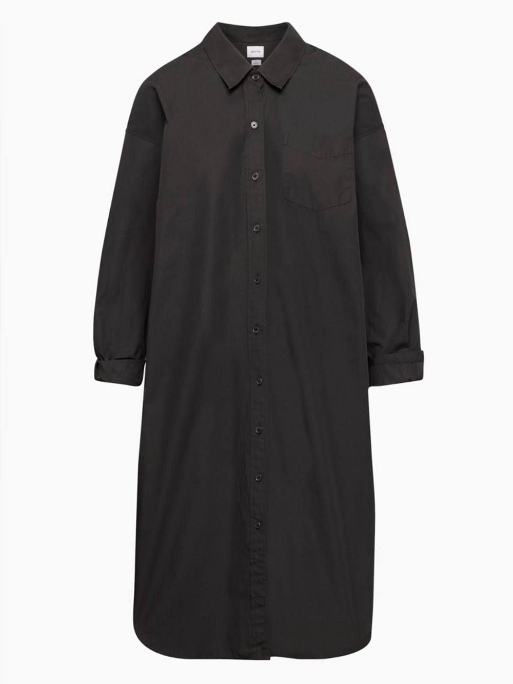 Aritzia Wilfred Free Relaxed Poplin Dress Long Sleeve Button Up Black Size Small - Picture 2 of 8